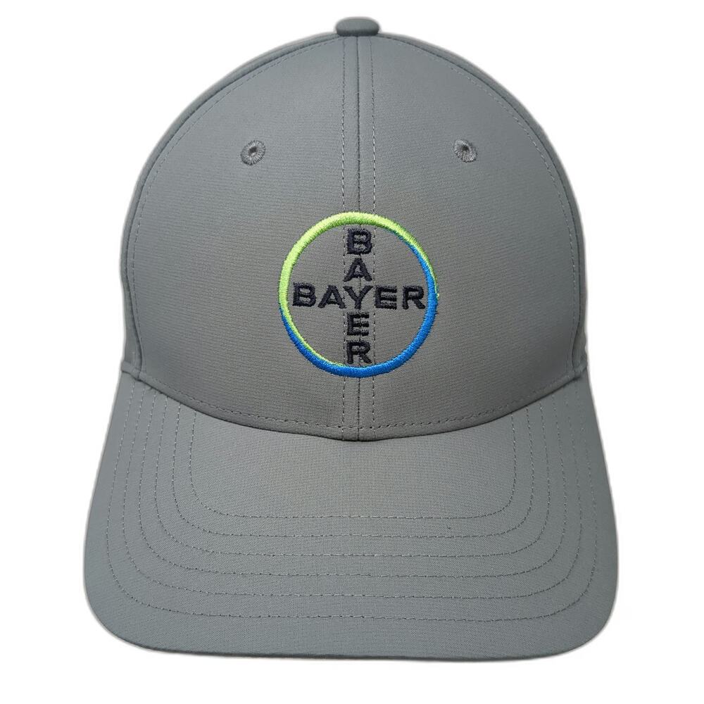 Adidas Baseball Cap Gray One Size Bayer Logo Strapback Polyester Hat